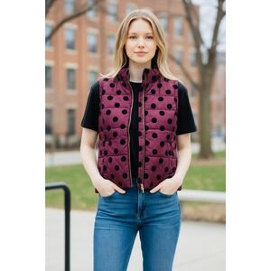 Kenneth Cole New York Wine Dot Puffer Vest Size Small Sleeveless Quilted NEW